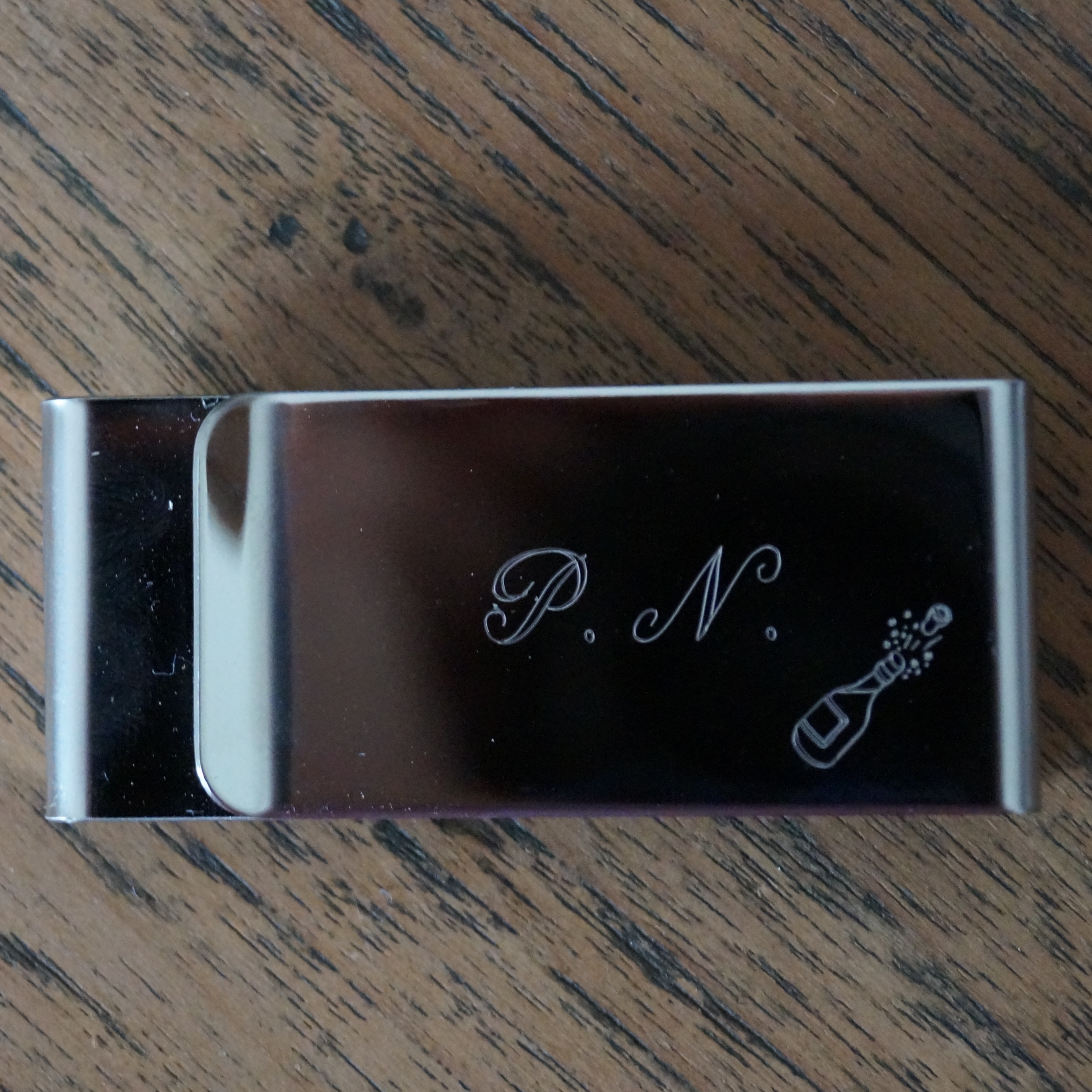 Gravírovaný monogram spona na peníze